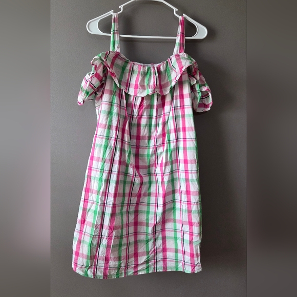 crown & ivy Dresses & Skirts - Crown & Ivy Pink Palace II Striped Off Shoulder Ruffle Dress Size Large